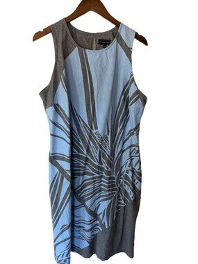 NWOT Sig Zane Shift Dress, Hawaiian Blue/Silver Leaf Print, Plus Size 2XL
